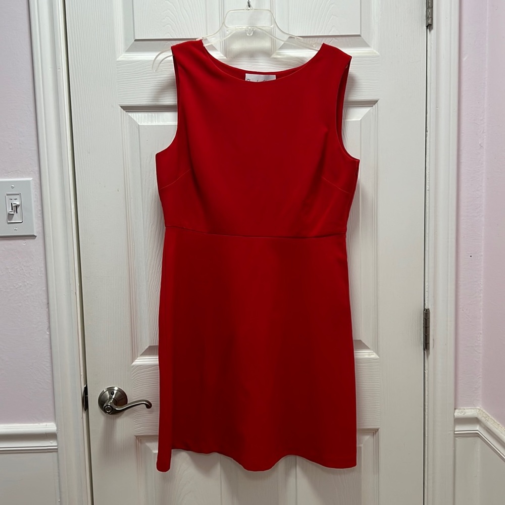 NWT Charles Henry cherry red sleeveless sheath dress